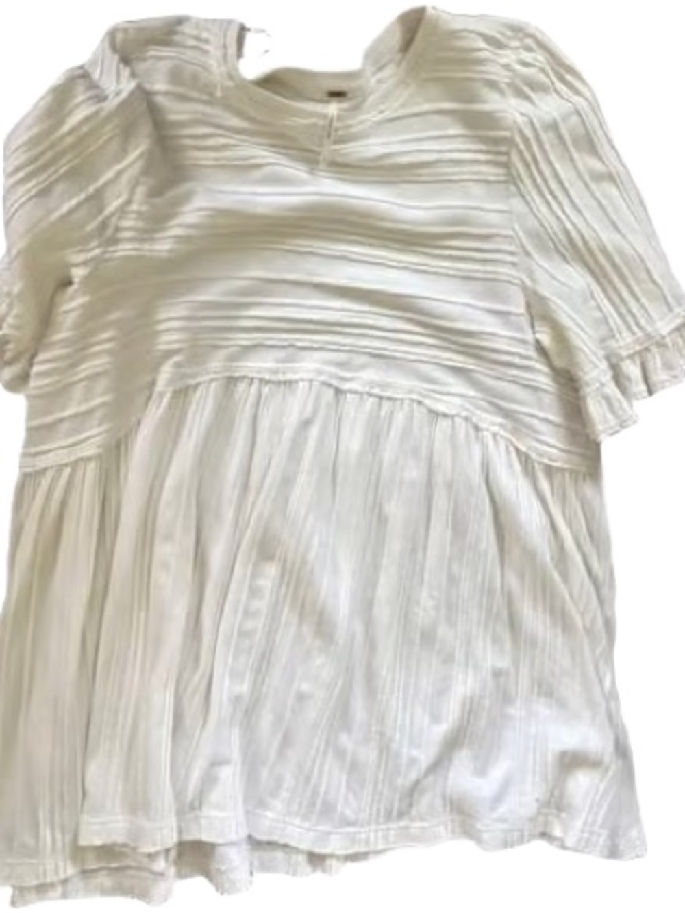 White Textured Peasant dress